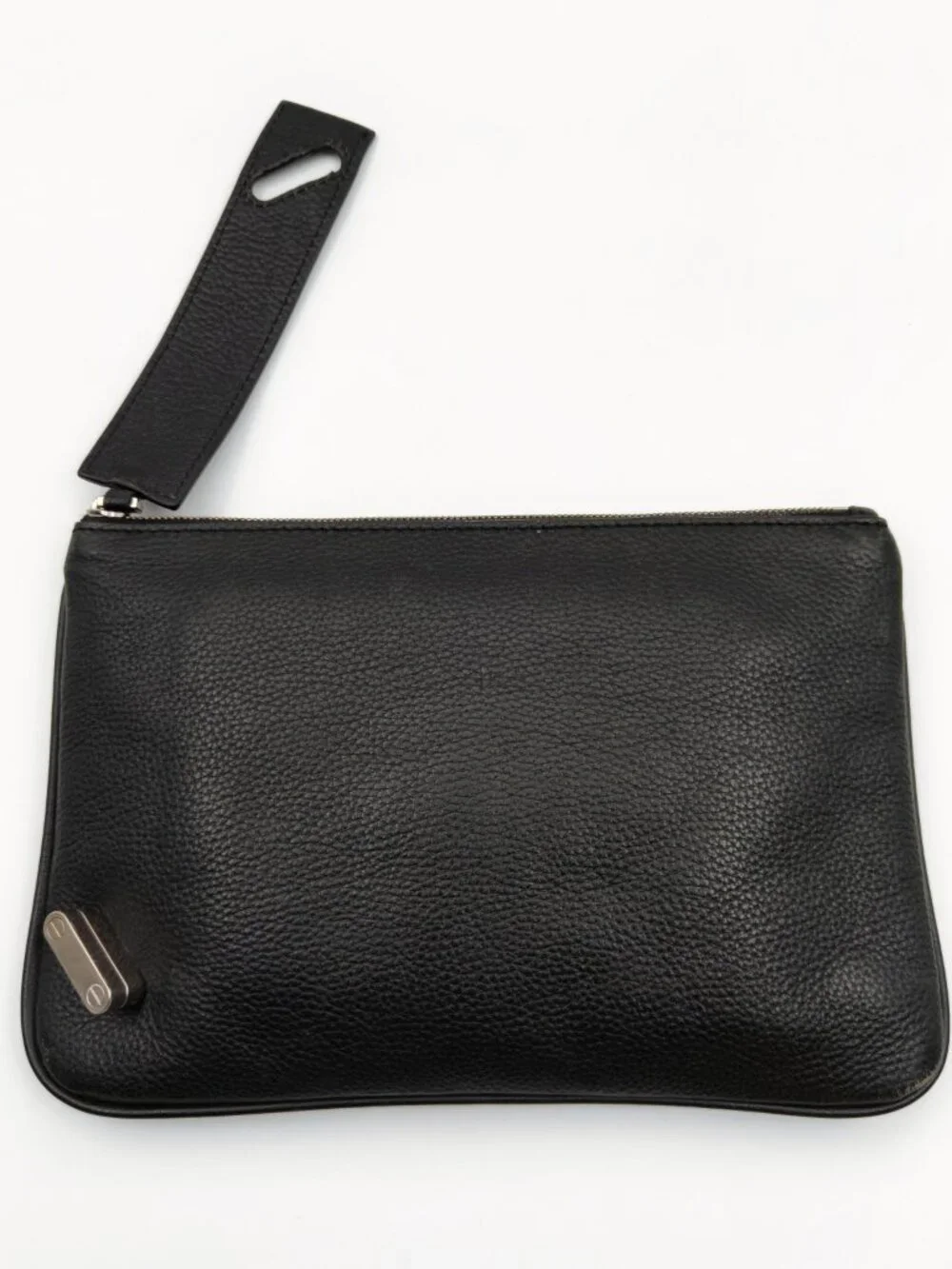 Alexander Wang Black Pebbled Leather Wristlet Pouch Clutch Zip Cosmetic Case